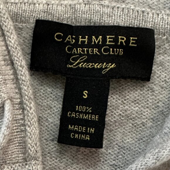 Charter Club 100% Cashmere Full Zip Hooded Sweater Jacket Women's SMALL Gray - Picture 2 of 4